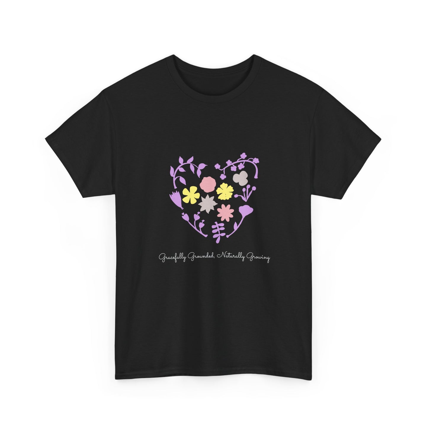 Gracefully Grounded Short Sleeve Tee, Floral Heart Inspirational T-Shirt