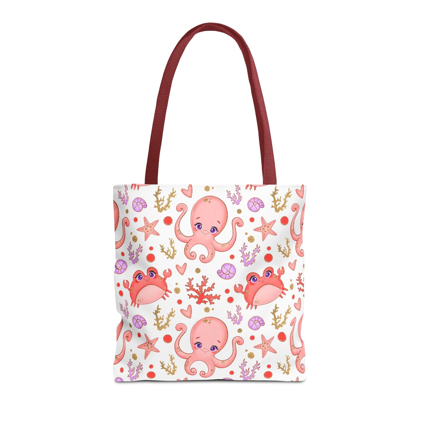 Ocean-Themed Tote Bag, Cute Octopus and Crab Design, Beach Bag, Eco-Friendly Shopping Tote, Perfect Gift for Sea Lovers