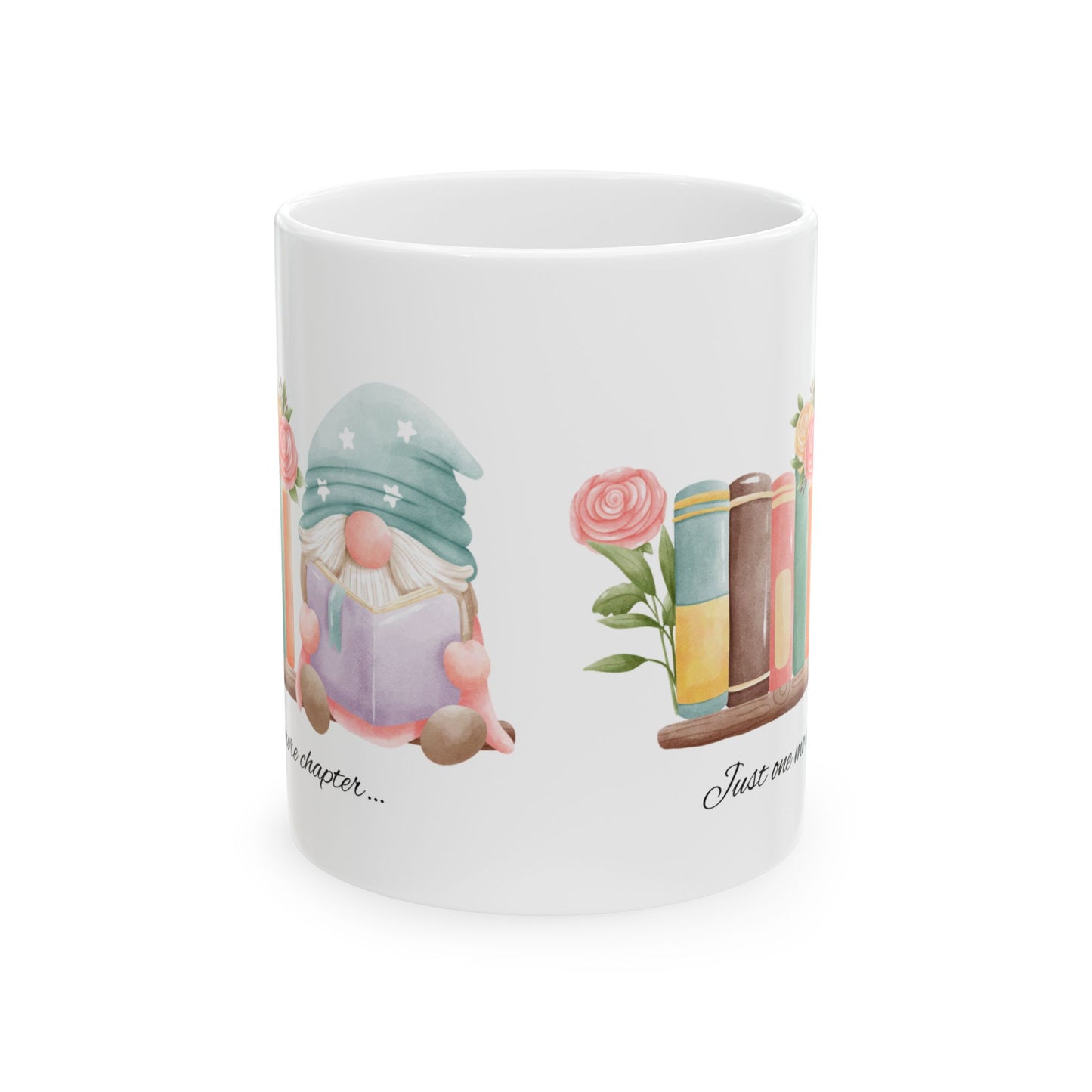 Whimsical Gnome Book Lover's Ceramic Mug, Perfect Gift for Readers, Cozy Vibes, Home Office Decor, Birthday, Book Club