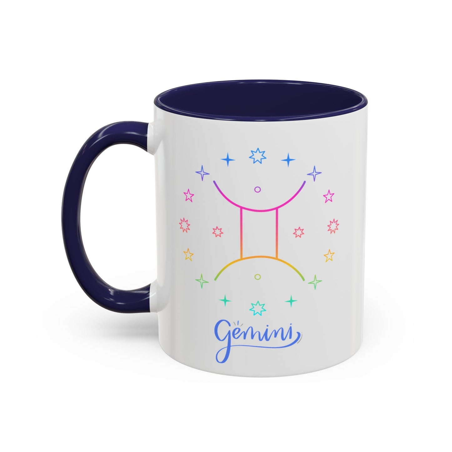 Gemini Starry Accent Coffee Mug - Colorful Horoscope Gift, Astrology Mug, Zodiac Lover Cup, Unique Birthday Present, Celestial Drinkware