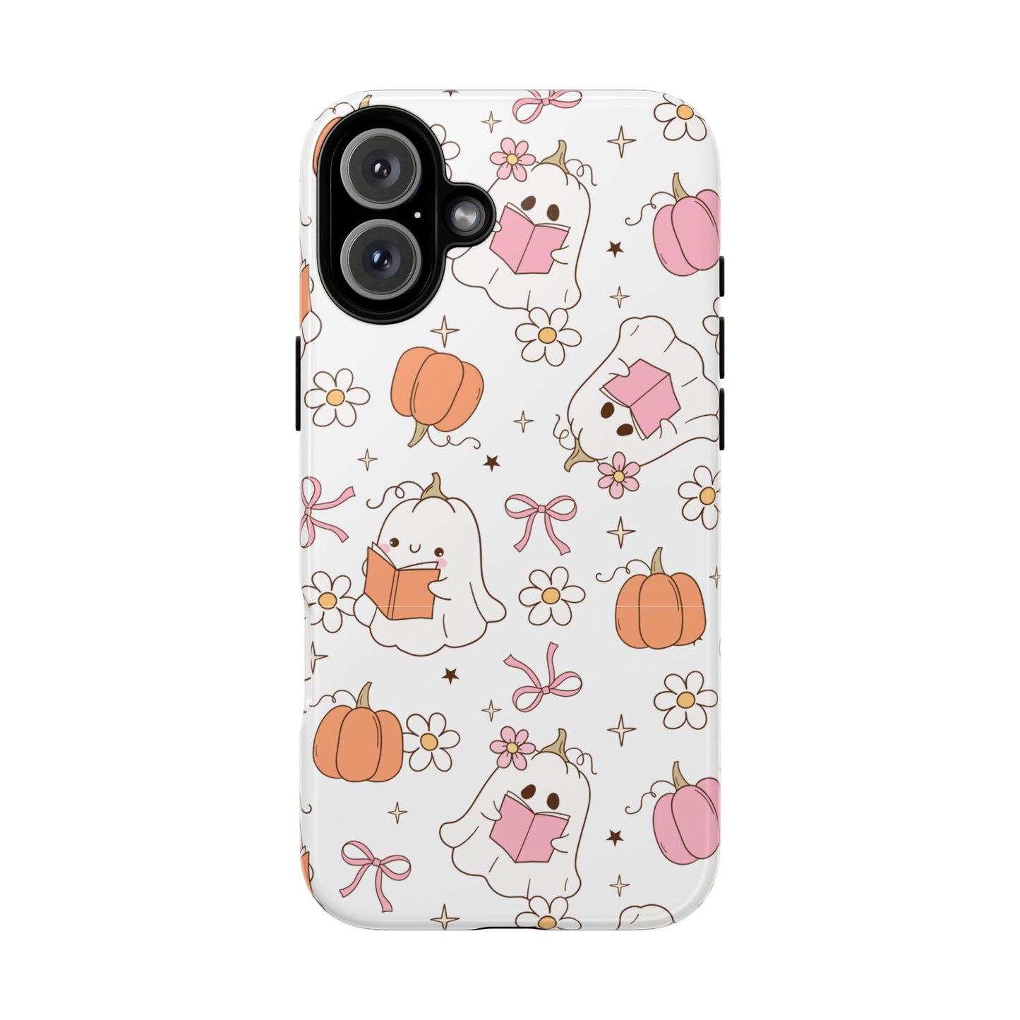 Pink Ghost and Pumpkin Phone Case, Halloween Decor, Girlfriend Gift, Kawaii Phone Cover, Fall Accessories