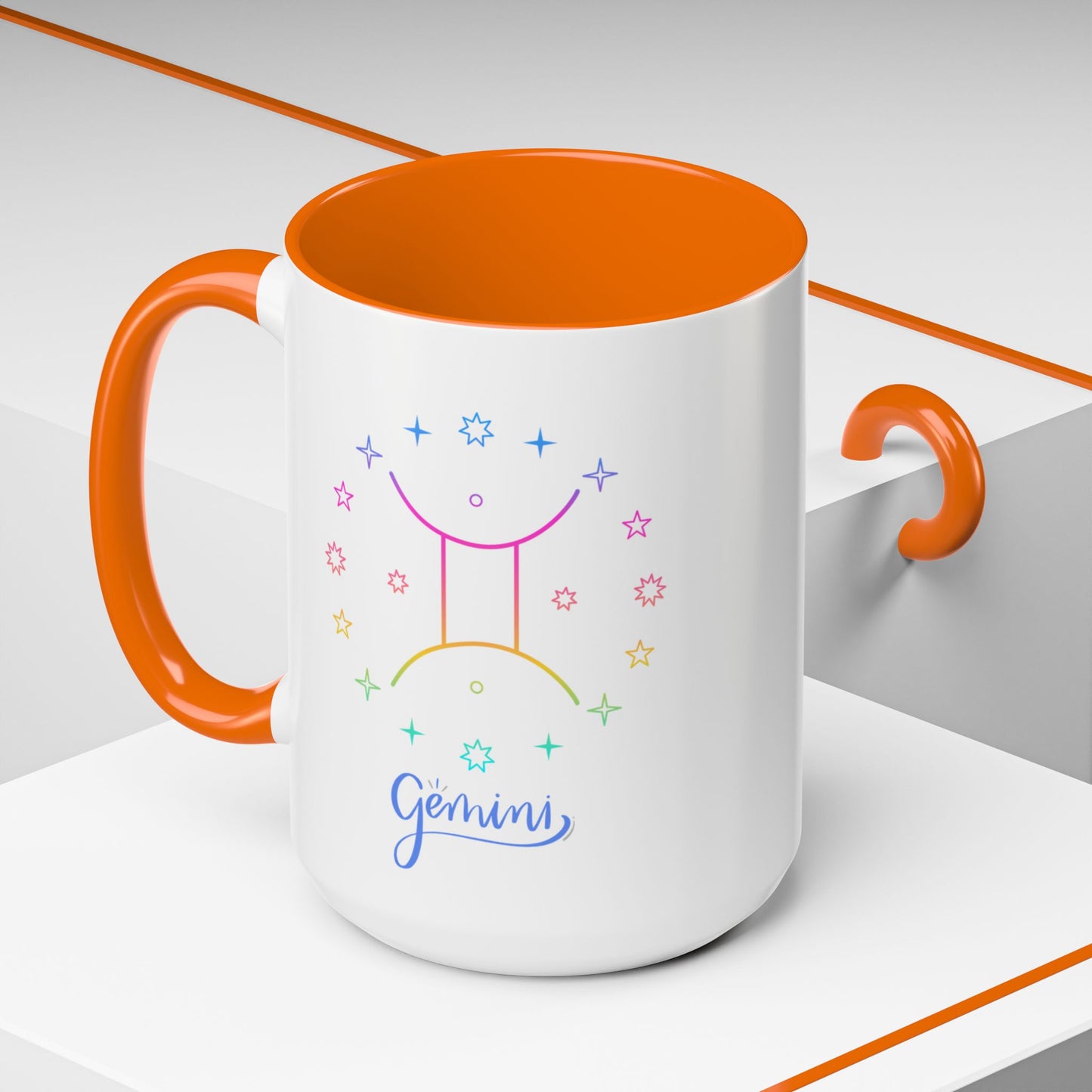 Gemini Starry Accent Coffee Mug - Colorful Horoscope Gift, Astrology Mug, Zodiac Lover Cup, Unique Birthday Present, Celestial Drinkware