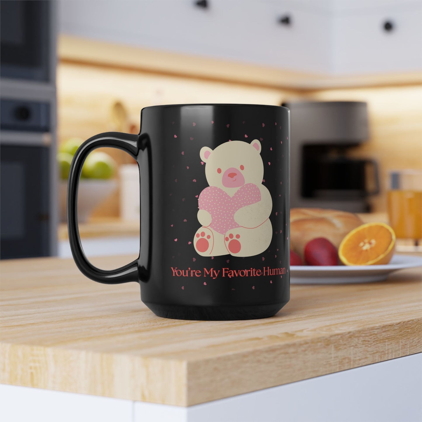 Cute Bear Black Mug - "You're My Favorite Human" - Perfect Gift for Loved Ones
