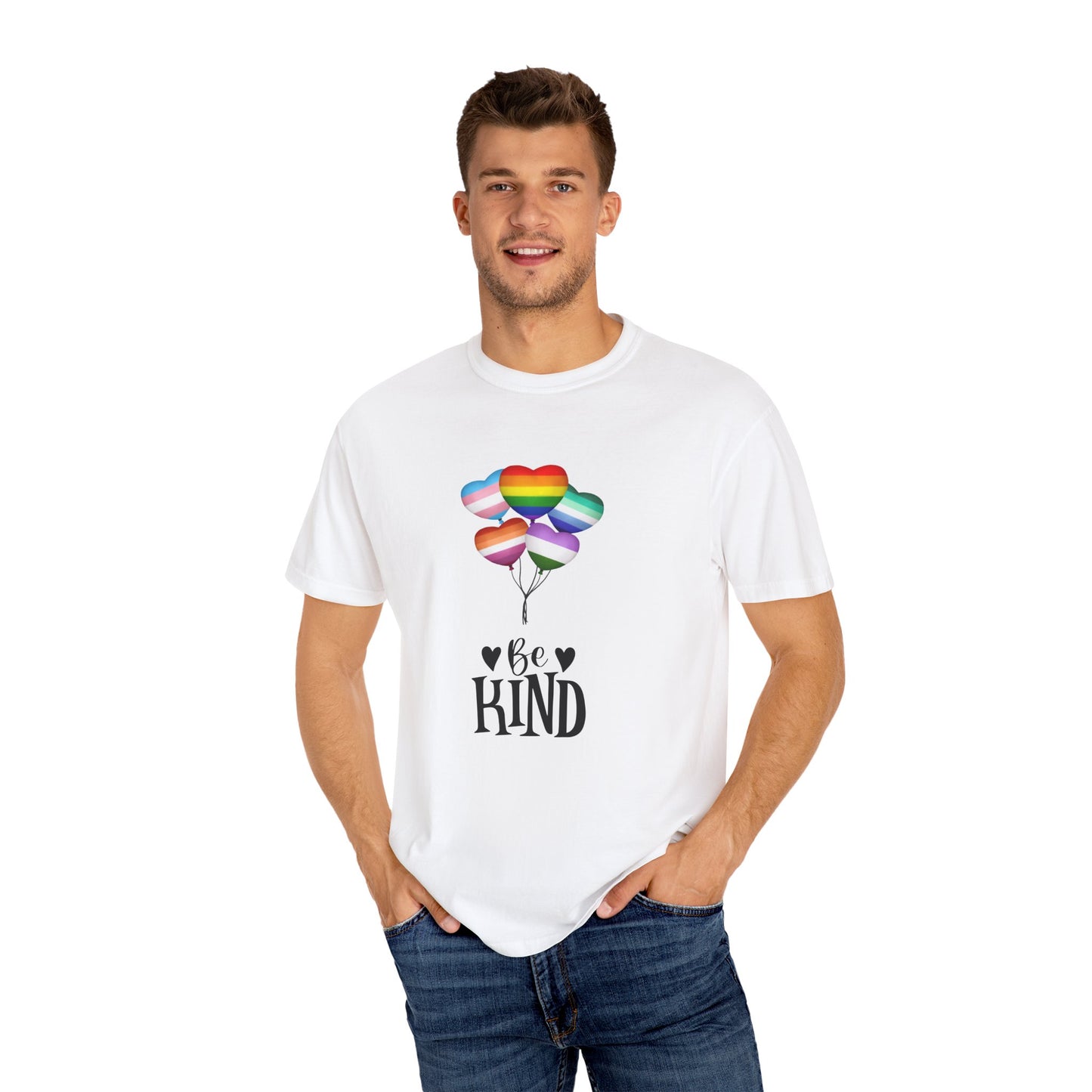 Comfort Colors Be Kind Balloon T-Shirt, Unisex Rainbow Shirt, Positive Vibes Tee, LGBTQ+ Pride Gift, Everyday Casual Wear