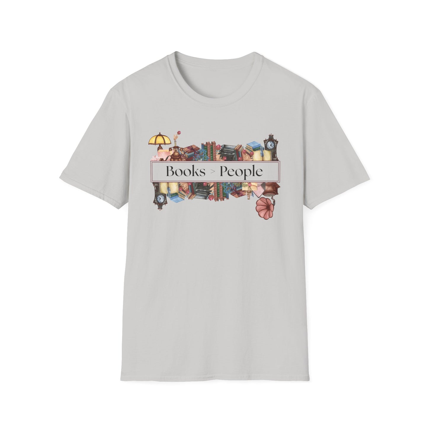 Books Over People Shirt, Funny Bookish Tee,  Book Lover Gift,  Introvert Reading Shirt, Unisex Soft Cotton Tee