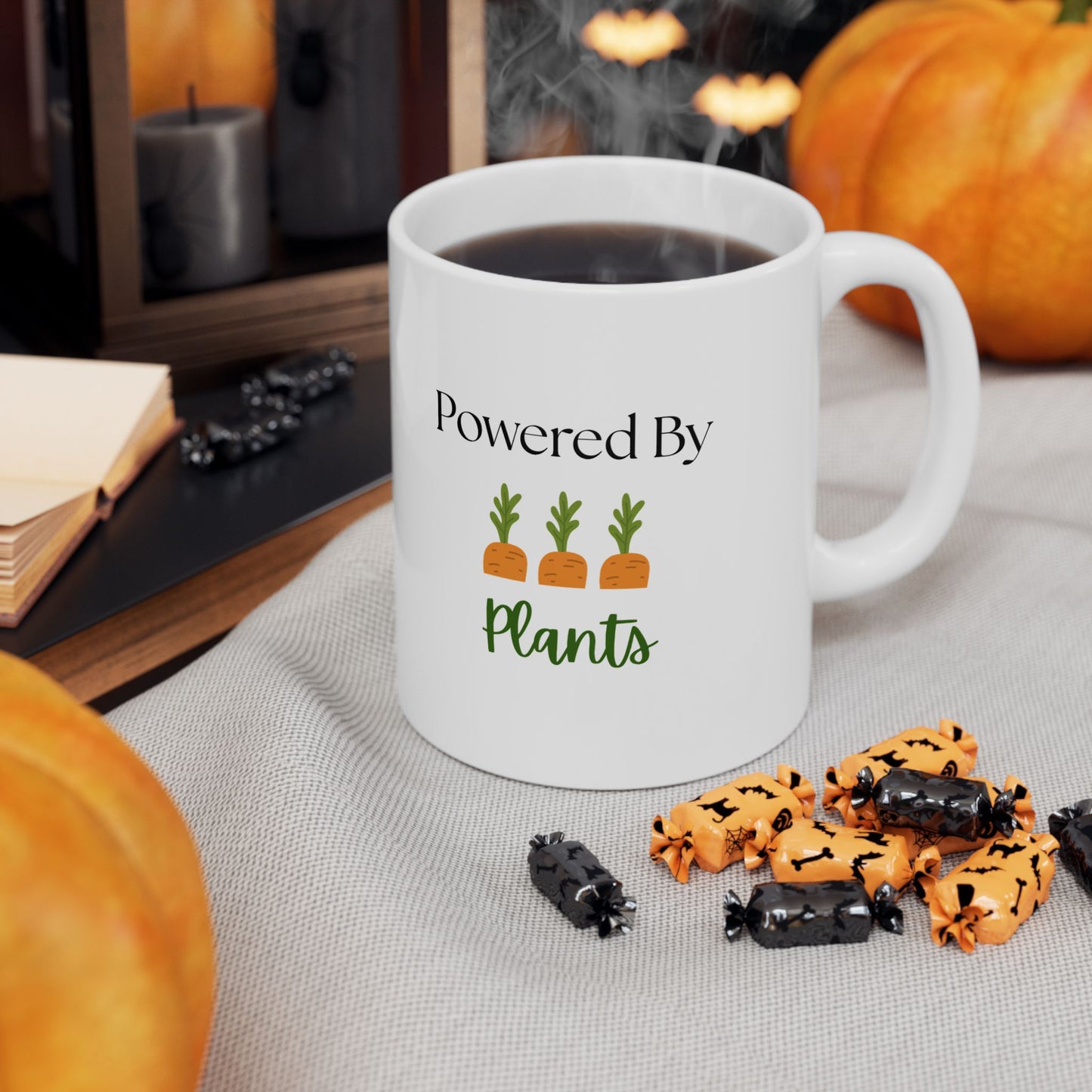 Power by Plants Ceramic Mug - Unique Veggie Lover Gift for Home, Coffee, Tea, Kitchen, Eco-Friendly, Gardening