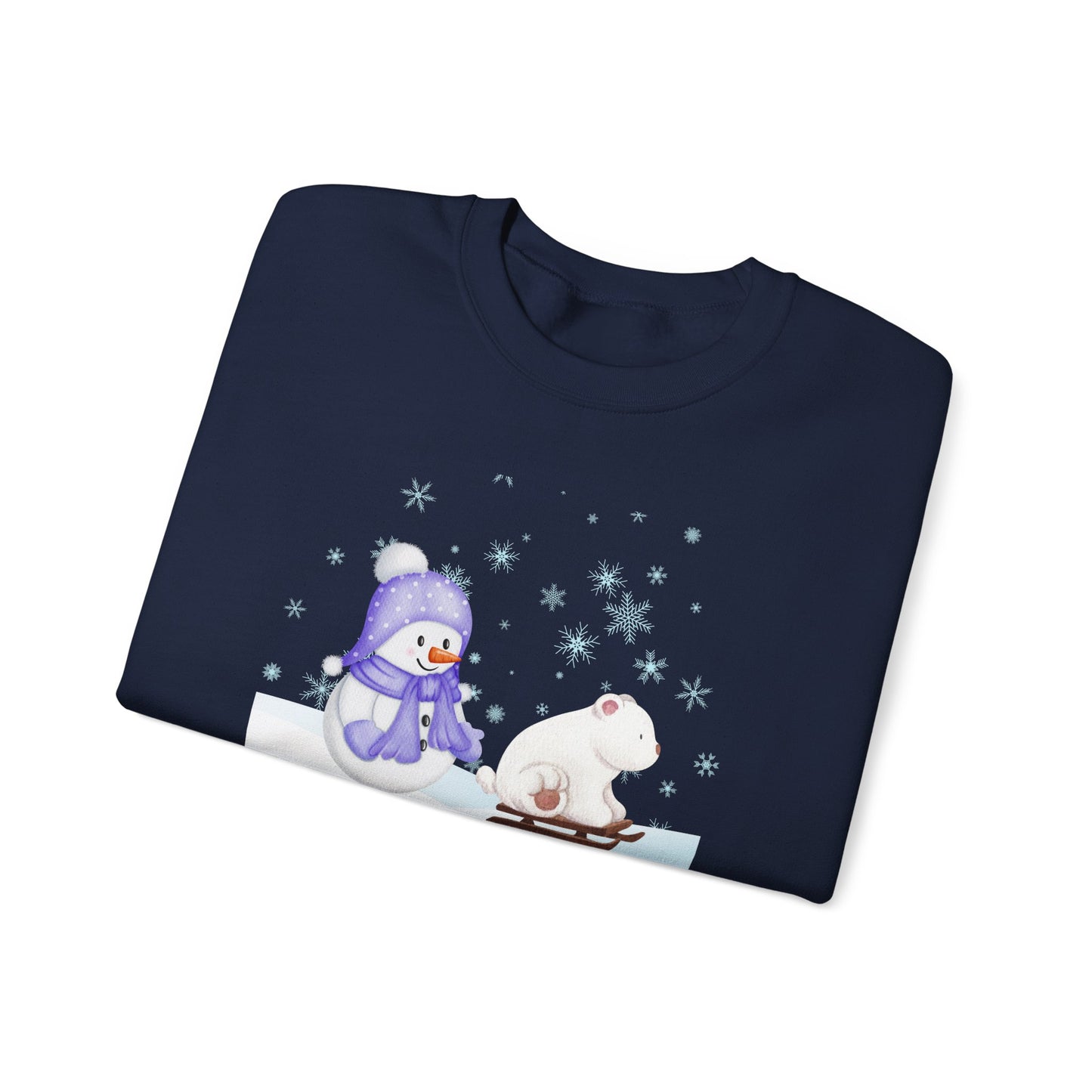 Let It Snow Sweatshirt, Cute Snowman and Polar Bear Winter Scene | Cozy Holiday Crewneck for Christmas an Winter Lovers