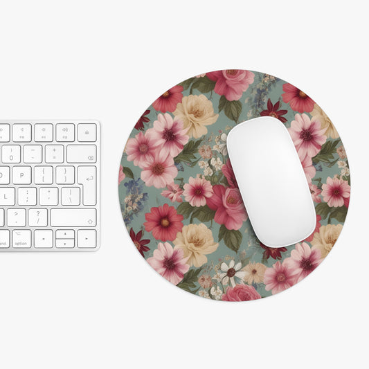 Pink Floral Mouse Pad | Office Decor Gift for Flower Lovers, Computer Accessory, Desk Decor, Stylish Office Supplies, Cute Mousepad