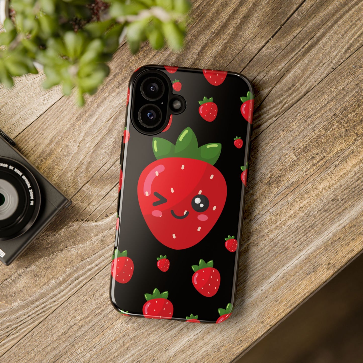 Cute Strawberry Phone Case, Kawaii Phone Cover, Tough Phone Cases, Gift for Teens, Summer Accessories, Cute Fruit Design