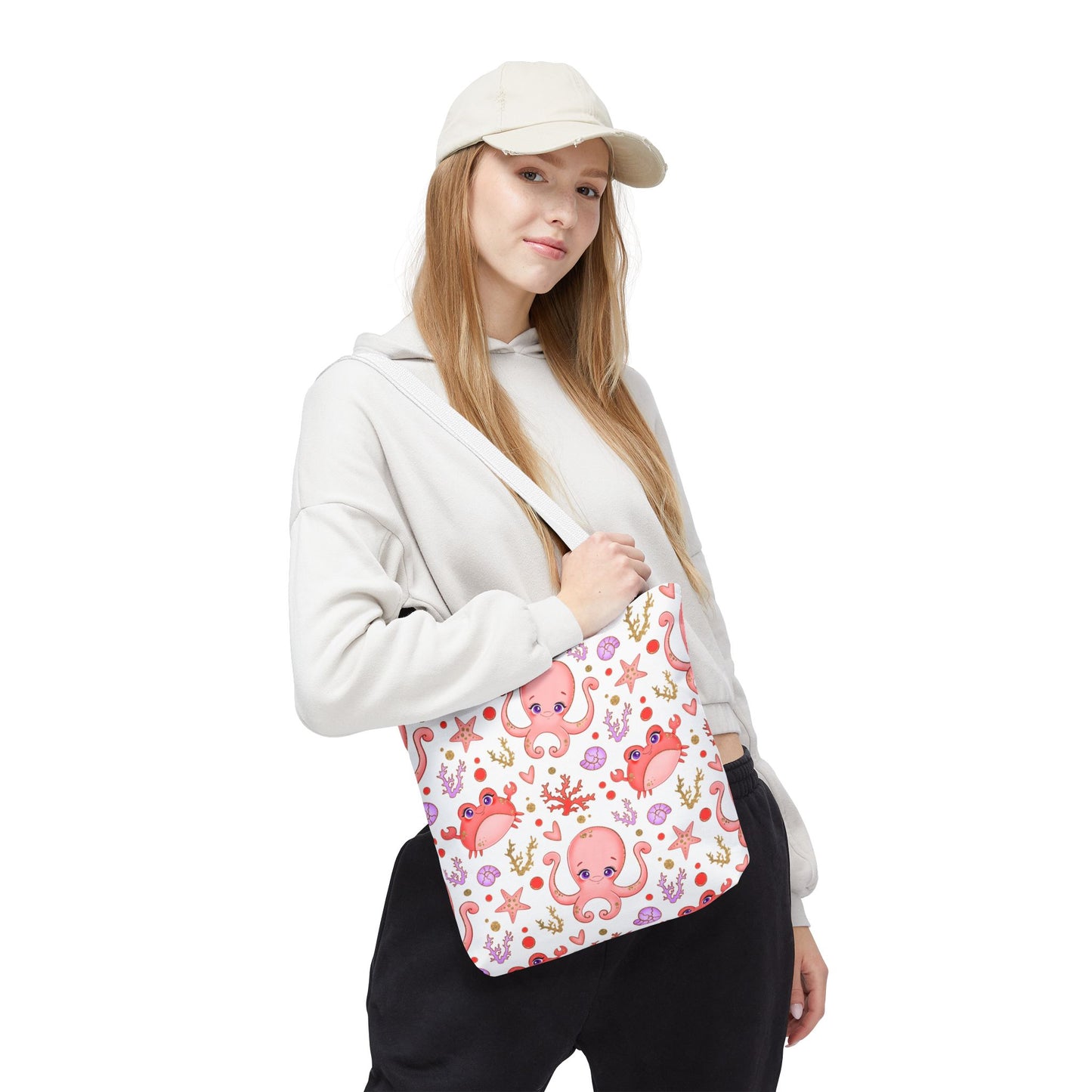 Ocean-Themed Tote Bag, Cute Octopus and Crab Design, Beach Bag, Eco-Friendly Shopping Tote, Perfect Gift for Sea Lovers