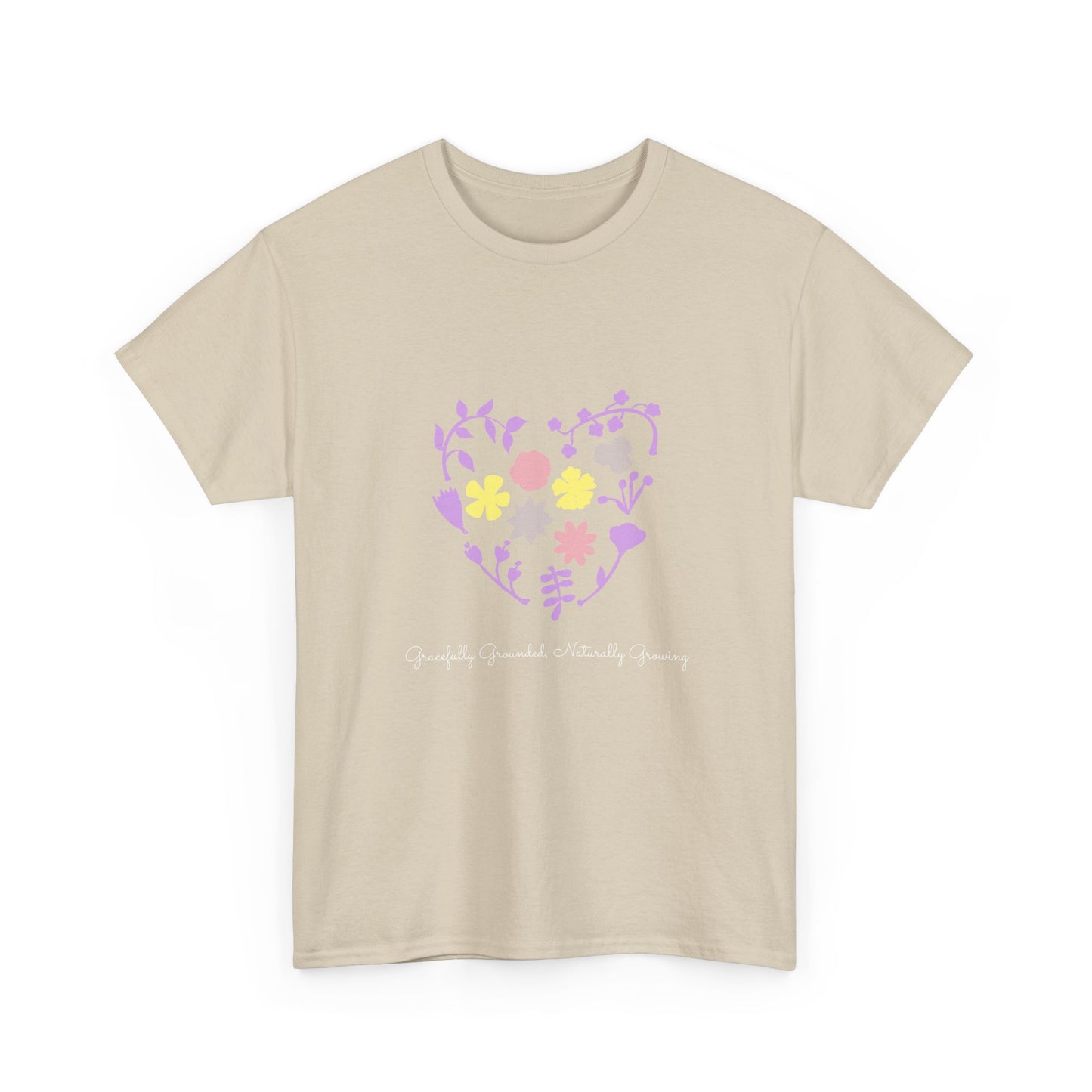 Gracefully Grounded Short Sleeve Tee, Floral Heart Inspirational T-Shirt