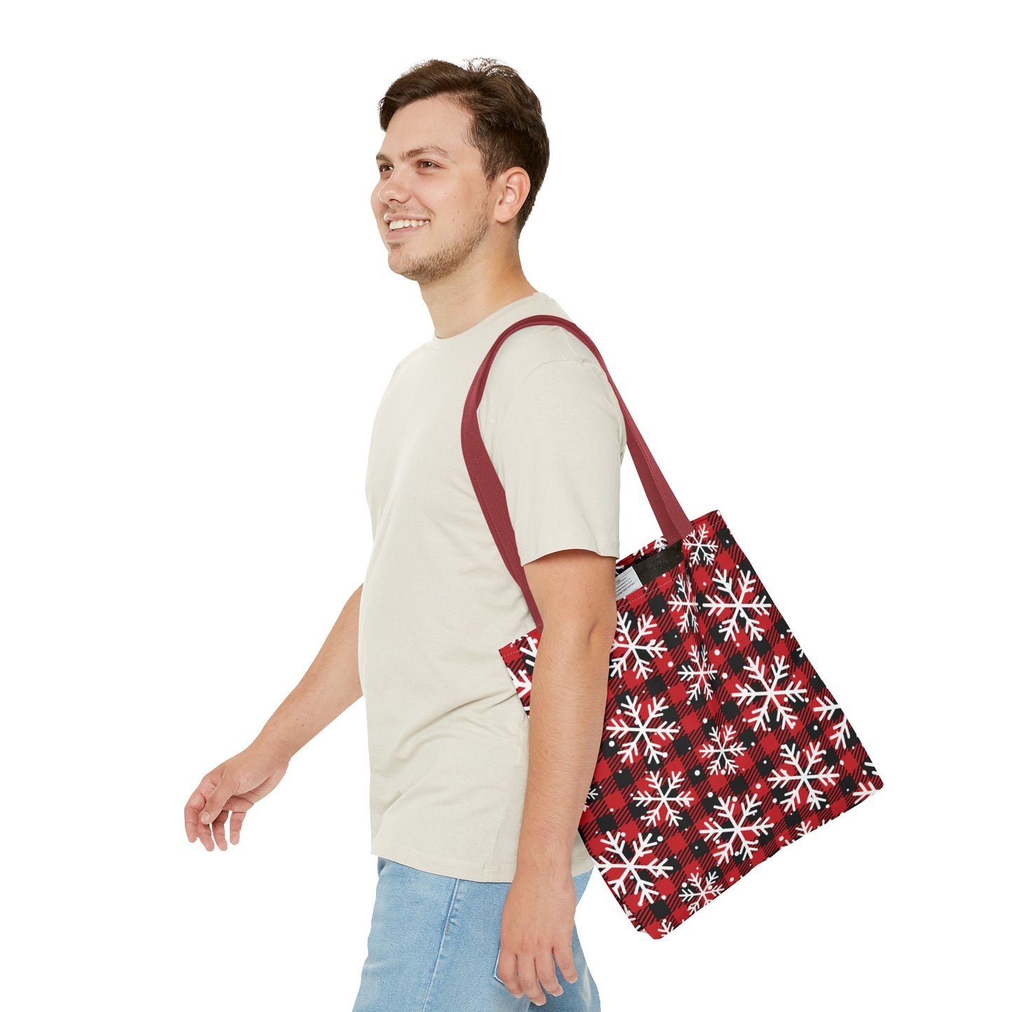 Red Buffalo Plaid Snowflake Tote Bag – Cozy Winter Accessory