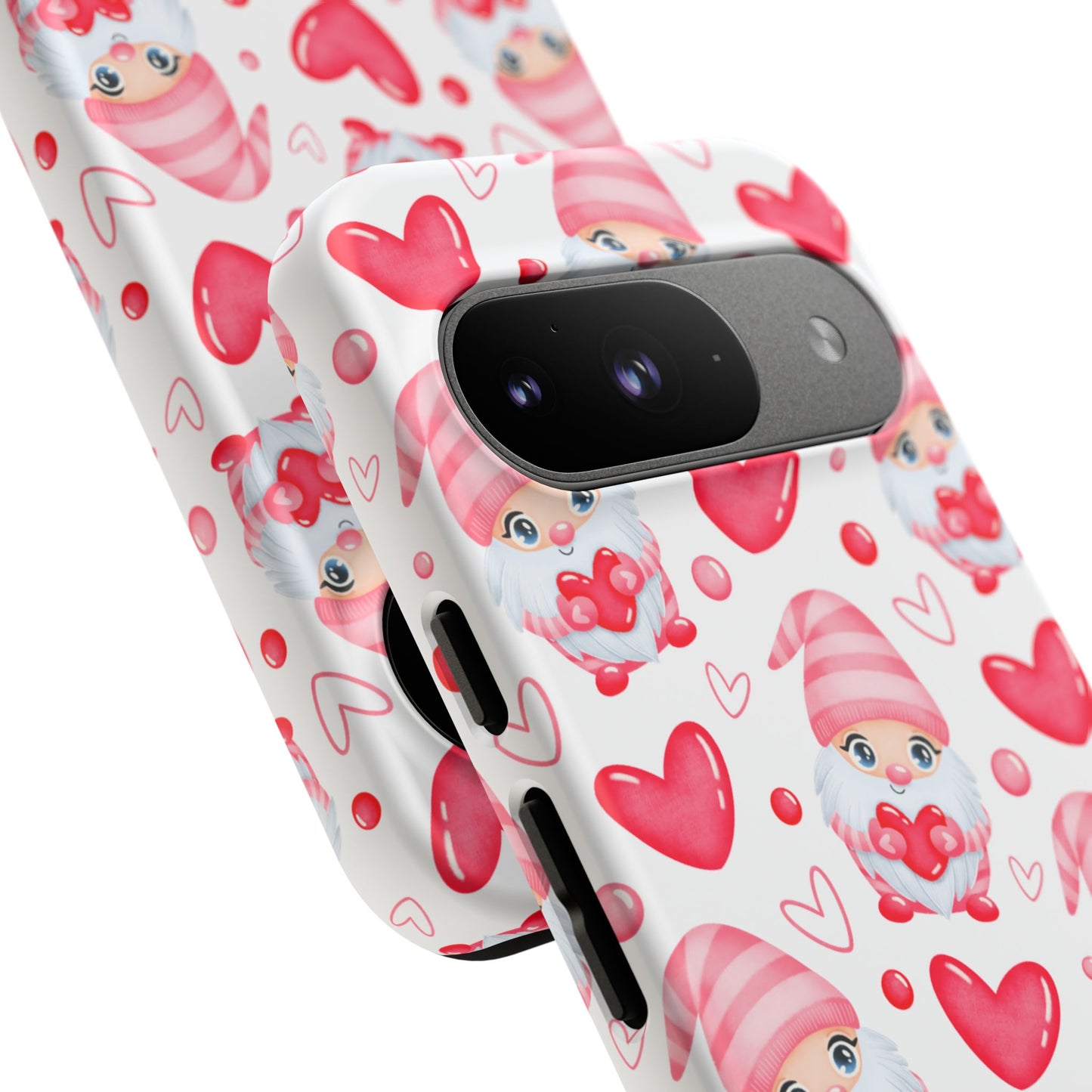 Pink Gnome Heart Phone Case, Festive Gift for Her, Unique Protective Case, Fun Holiday Accessory, Valentine's Day Accessory
