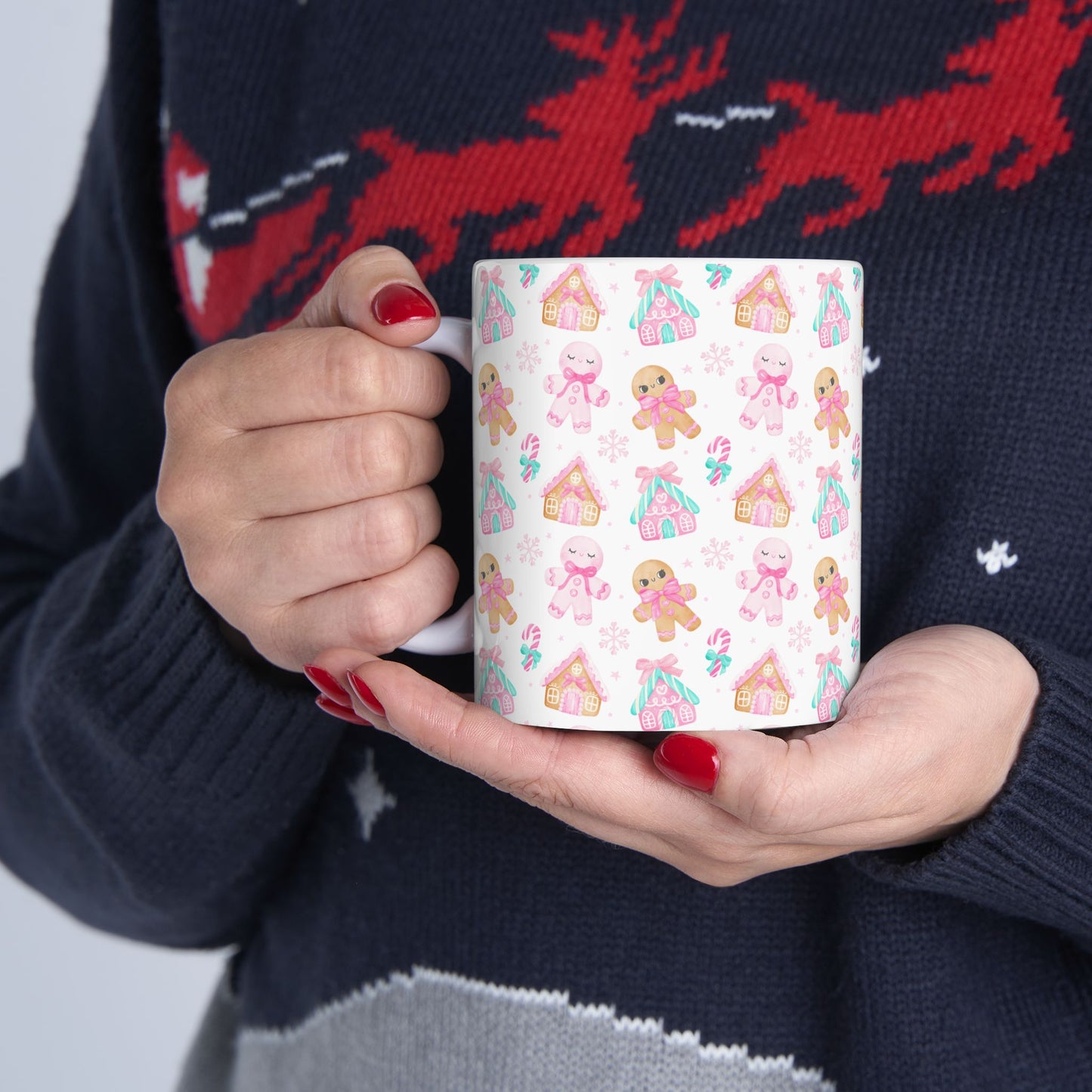 Gingerbread Ceramic Mug, Cute Holiday Drinkware, Perfect for Christmas Gifts, Cozy Winter Vibes, Seasonal Kitchen Decor