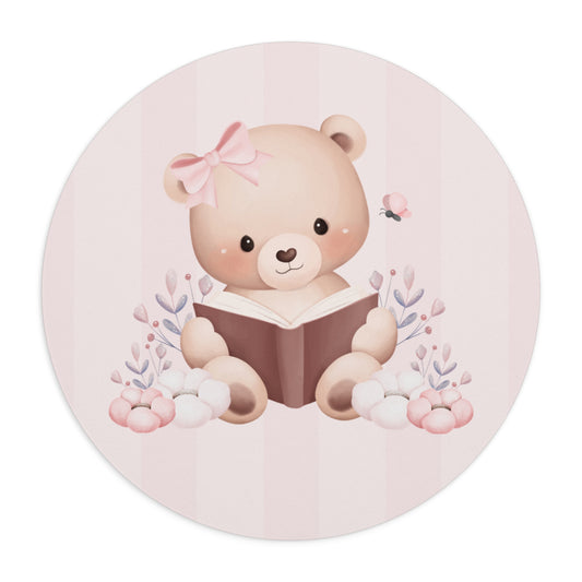 Cute Bear Reading Mouse Pad, Desk Accessory, Gift for Students, Home Office Decor, Personalized Mouse Pad