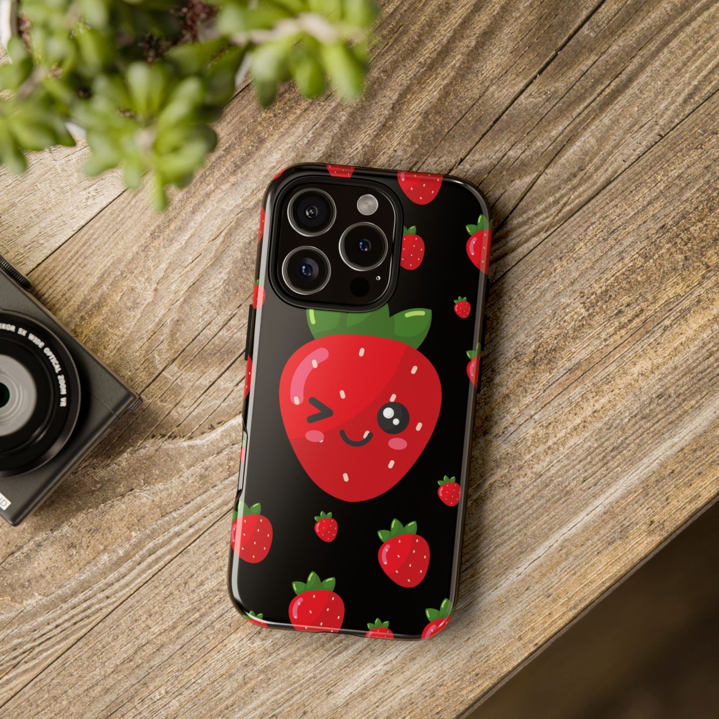 Cute Strawberry Phone Case, Kawaii Phone Cover, Tough Phone Cases, Gift for Teens, Summer Accessories, Cute Fruit Design