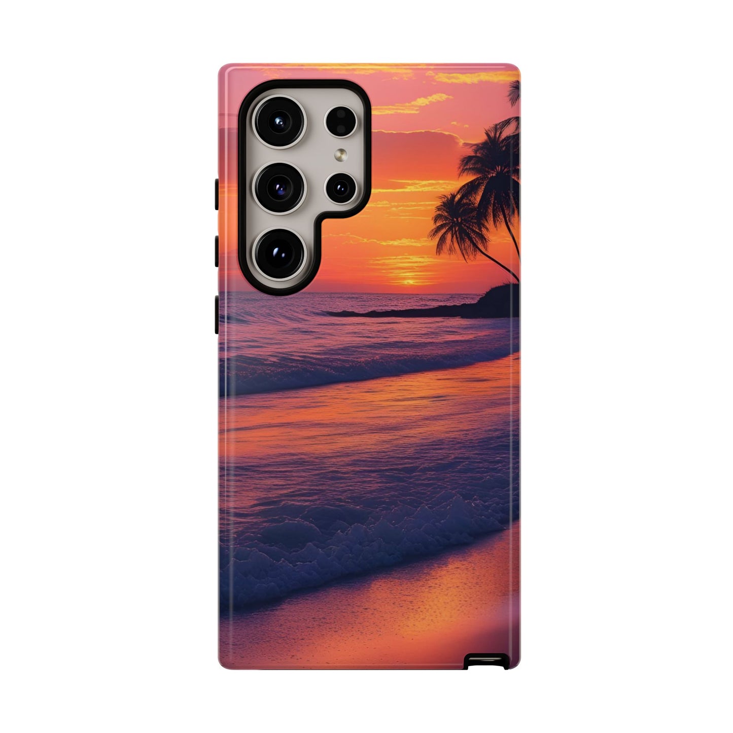 Palm Beach Sunset Design, Beach Lovers Gift, Relaxing Phone Cover, Tropical Hard Case, Protective Shell, Summer Vibes