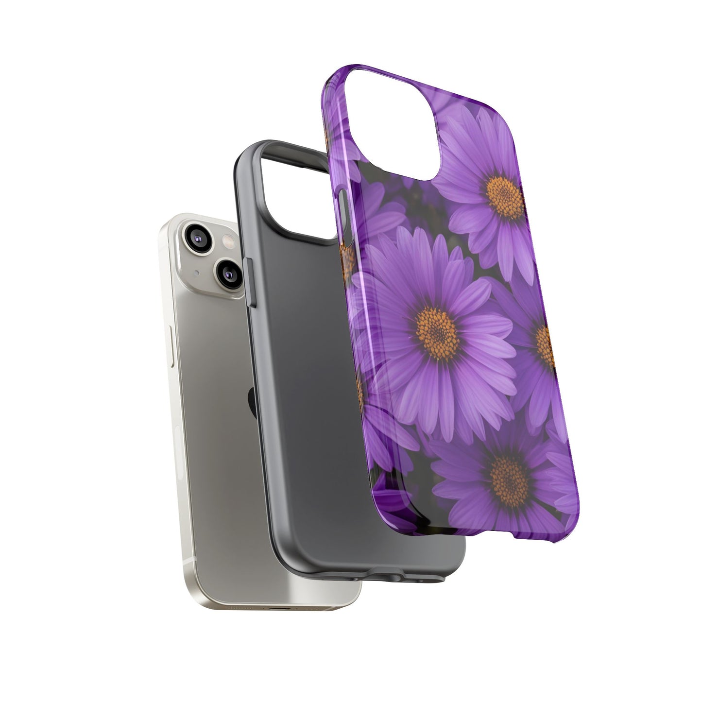 Purple Daisy Tough Case, Floral Phone Case, Durable Mobile Cover, Gift for Her, Everyday Use, Spring Accessories