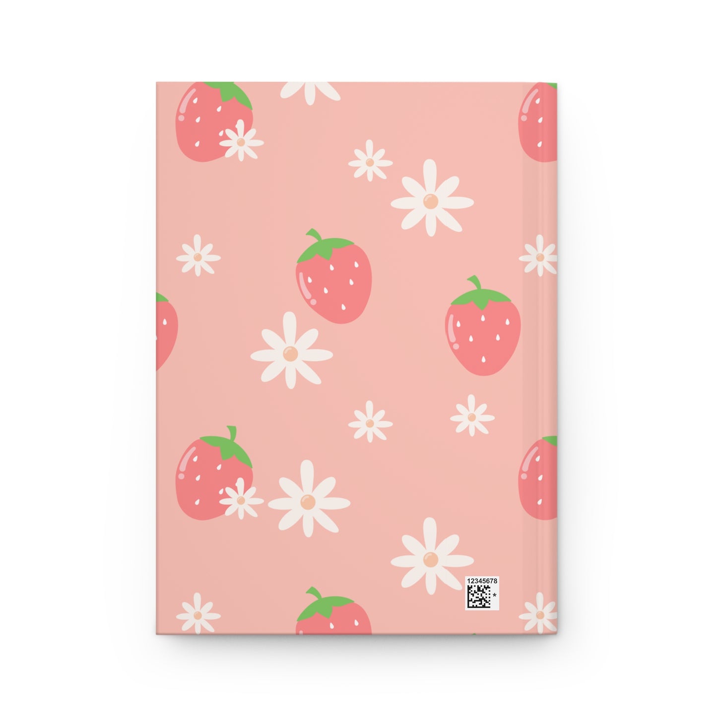 Pink Strawberry Floral Hardcover Journal, 150 Lined Pages, Aesthetic Notebook for Writing & Notes, Cute Gift for Her, Stationery Lover