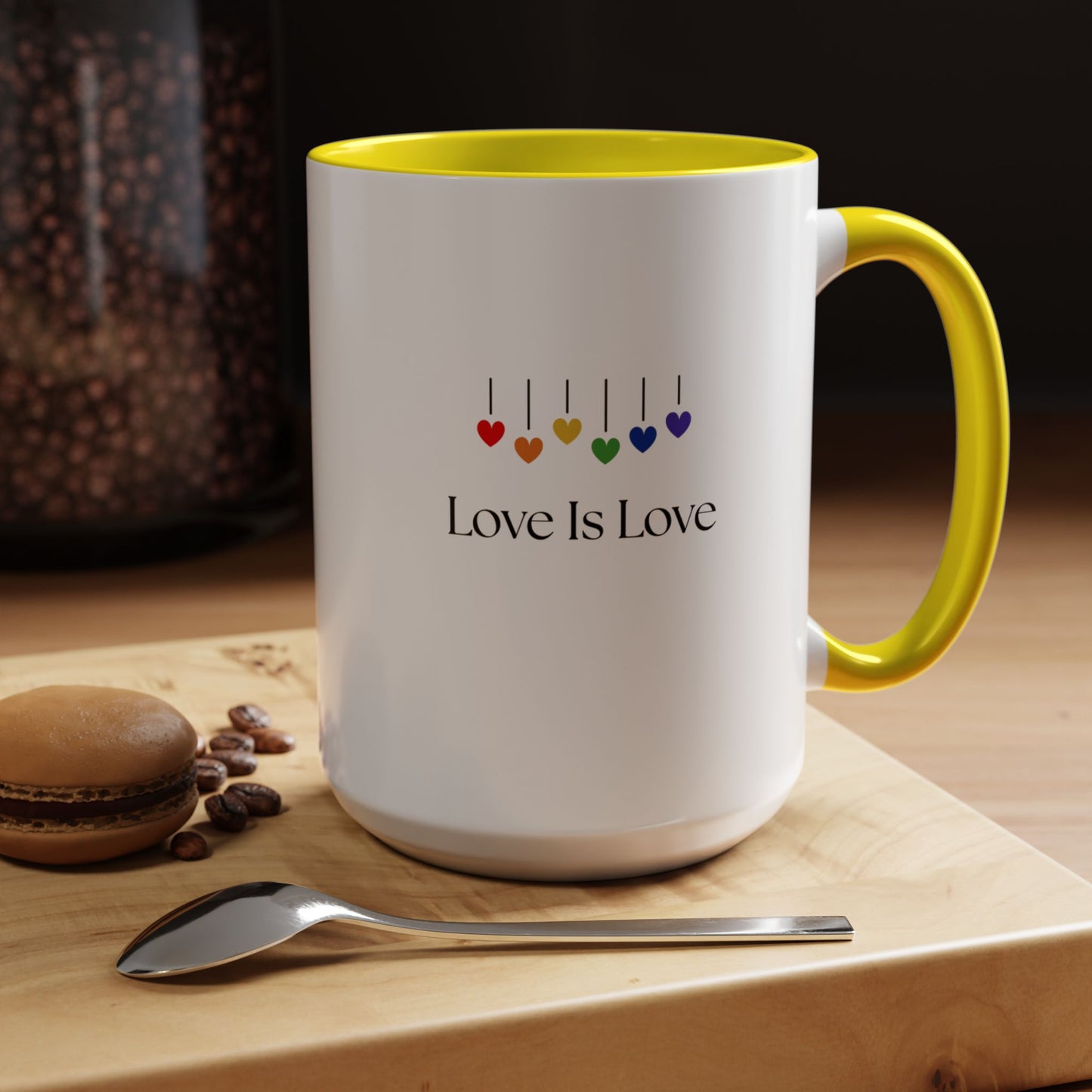 Colorful Love is Love Accent Coffee Mug - Celebrating Diversity & Acceptance, Perfect Gift for Pride