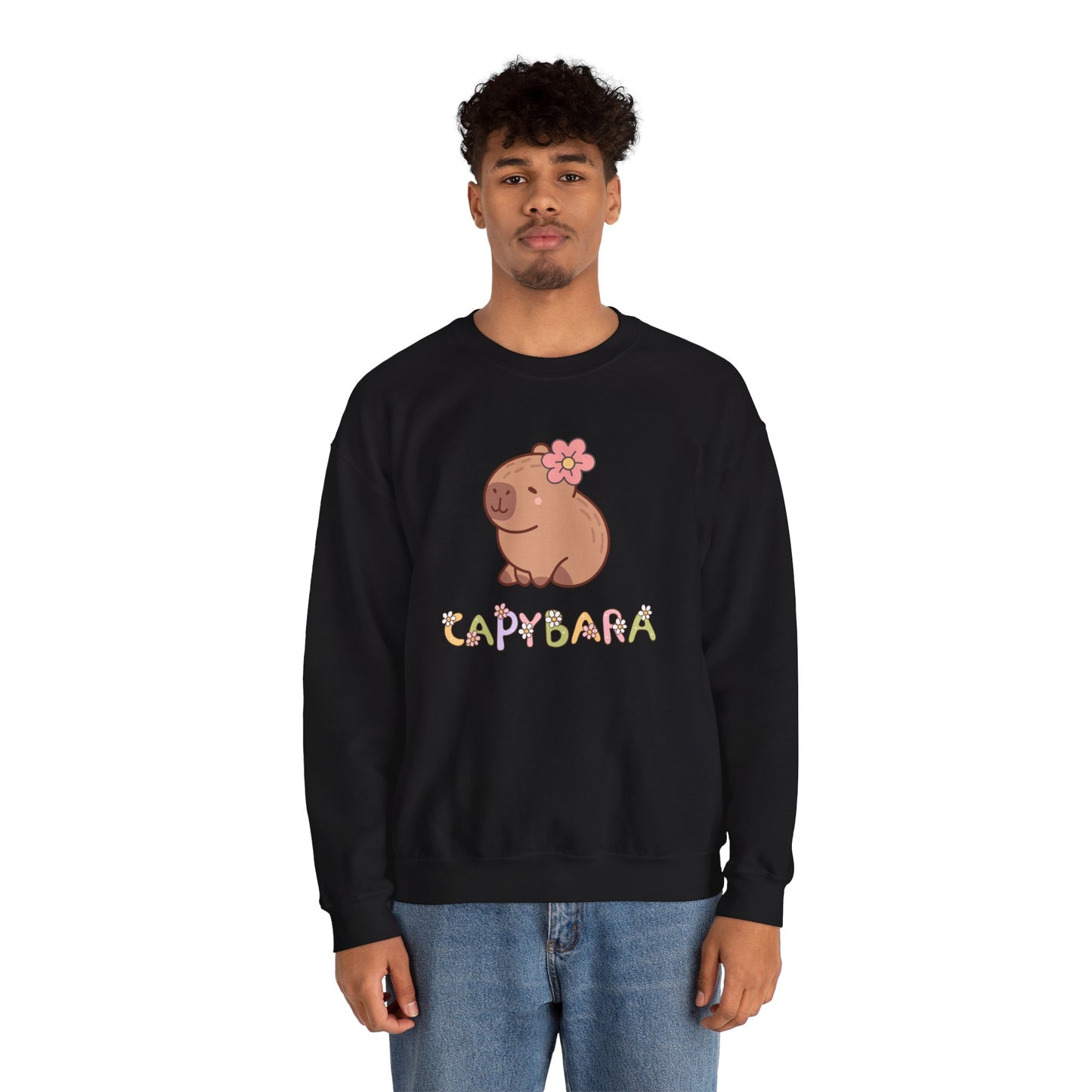 Cute Capybara Sweatshirt – Unisex Long Sleeve Cozy Pullover