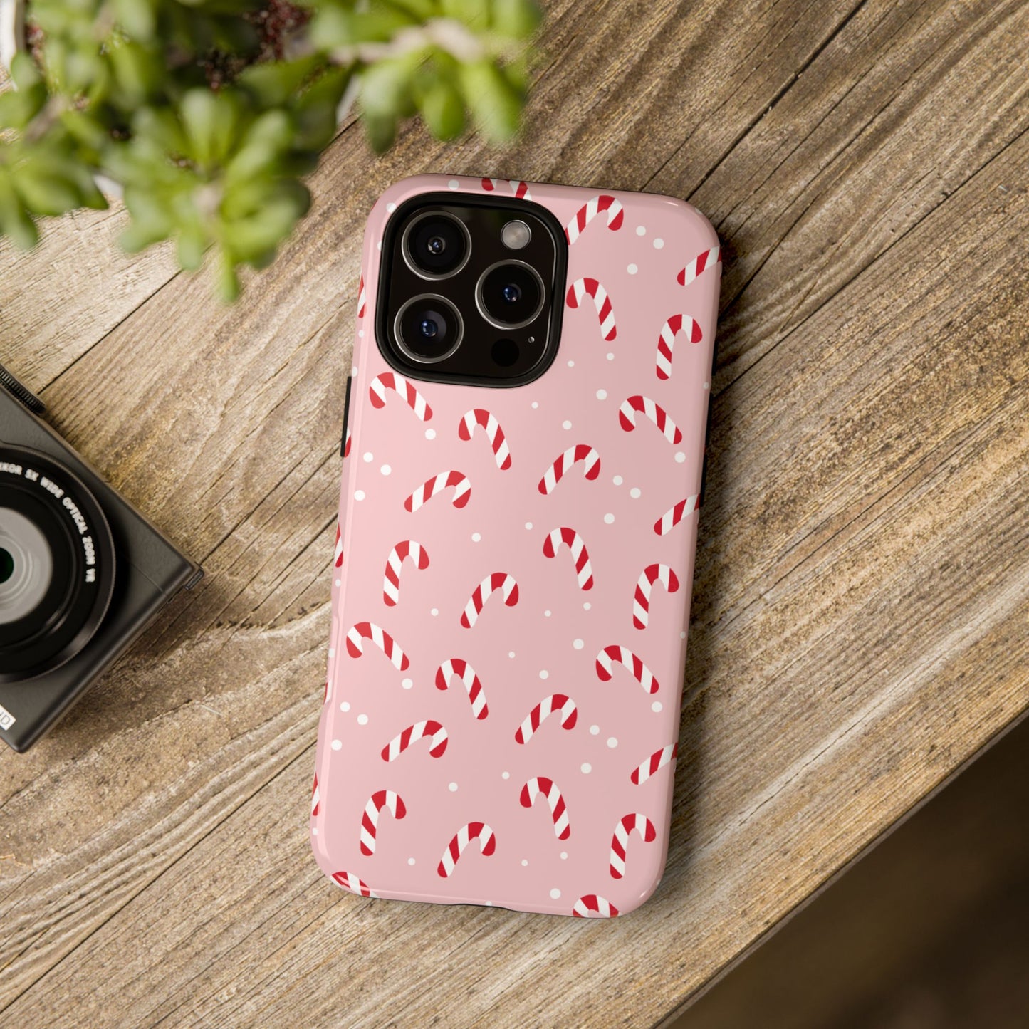 Pink Candy Cane Phone Case, Tough Phone Cover, Christmas Gift, Holiday Decor, Festive Tech Accessory, Cute Cell Phone Case
