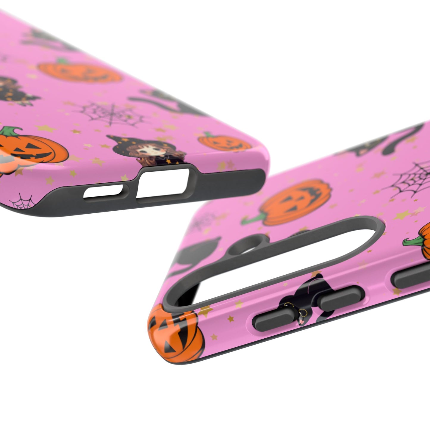 Pink Halloween Phone Case, Cute Witch and Cat Design, Spooky Fall Decor, Perfect Halloween Gift, Cute Cell Phone Case, Fun Pumpkin Design