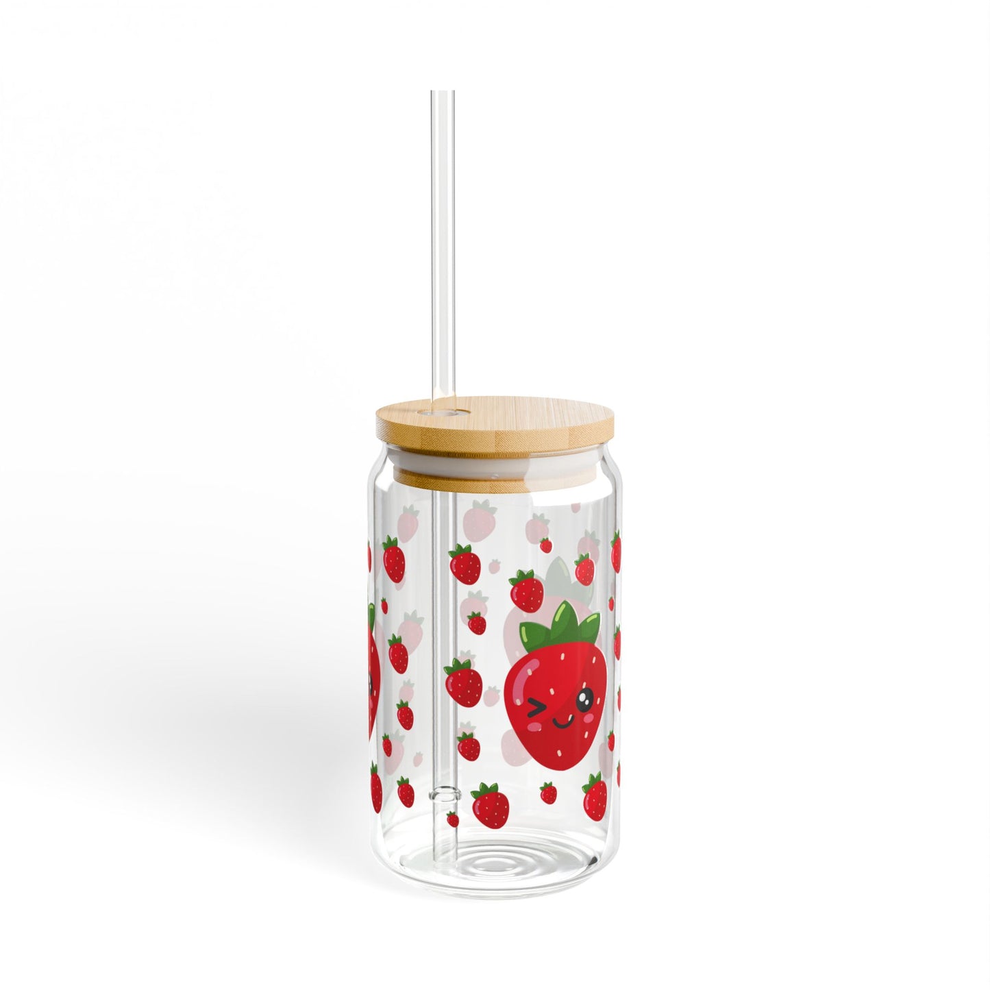Cute Strawberry Sipper Glass, 16oz - Perfect for Summer Parties, Eco-Friendly Drinkware, Gifts for Fruit Lovers, Beach Picnic