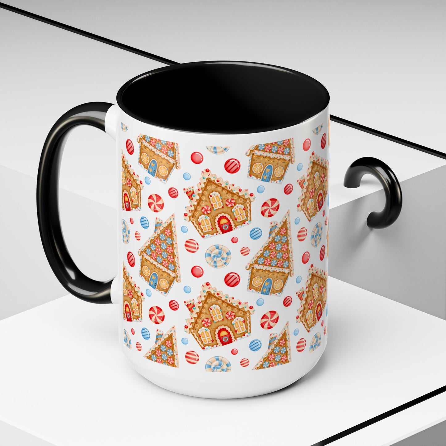 Gingerbread House Ceramic Mug – Festive Christmas Coffee Cup (11oz & 15oz, Multiple Colors)