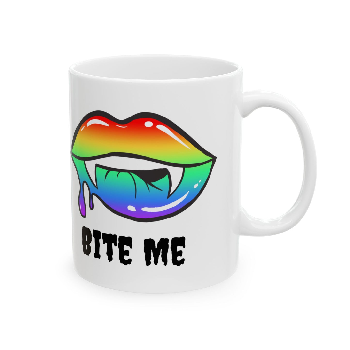 Colorful Vampire Fangs Ceramic Mug, Halloween Coffee Cup, Halloween Kitchen Decor, 11oz Mug, 15oz Mug, Spooky Fangs Mug