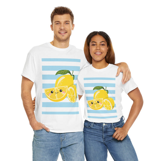 Lemon Unisex Heavy Cotton Tee, Cute Summer Shirt, Gift for Fruit Lovers, Fresh Style, Everyday Tee, Casual Outfit