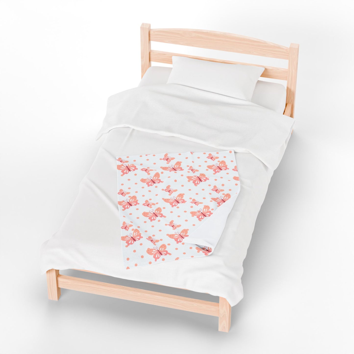 Peach Butterfly Throw Blanket – Cozy Polka Dot Design for Home or Gift