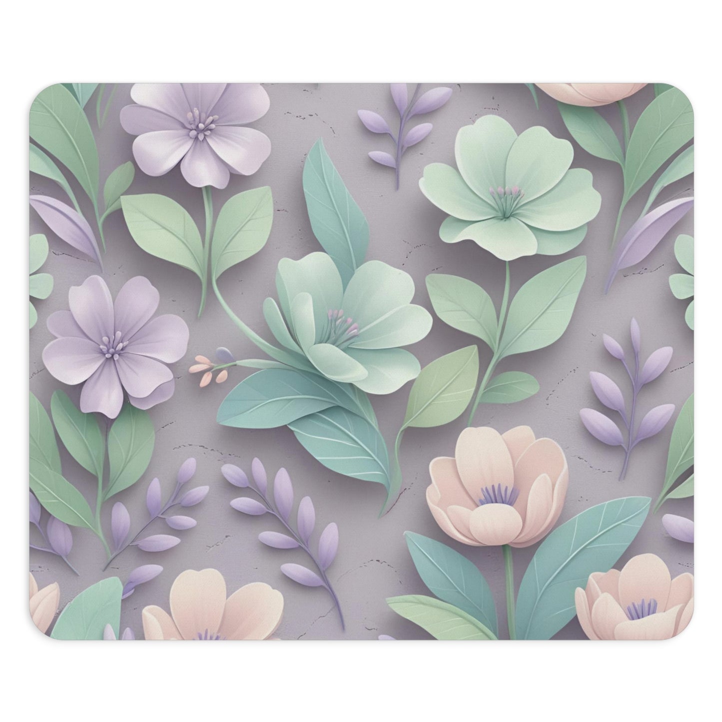 Pastel Floral Mouse Pad, Pastel Desk Accessory, Elegant Home Office Decor, Office Supplies, Non-Slip Computer Mat, Office Desk