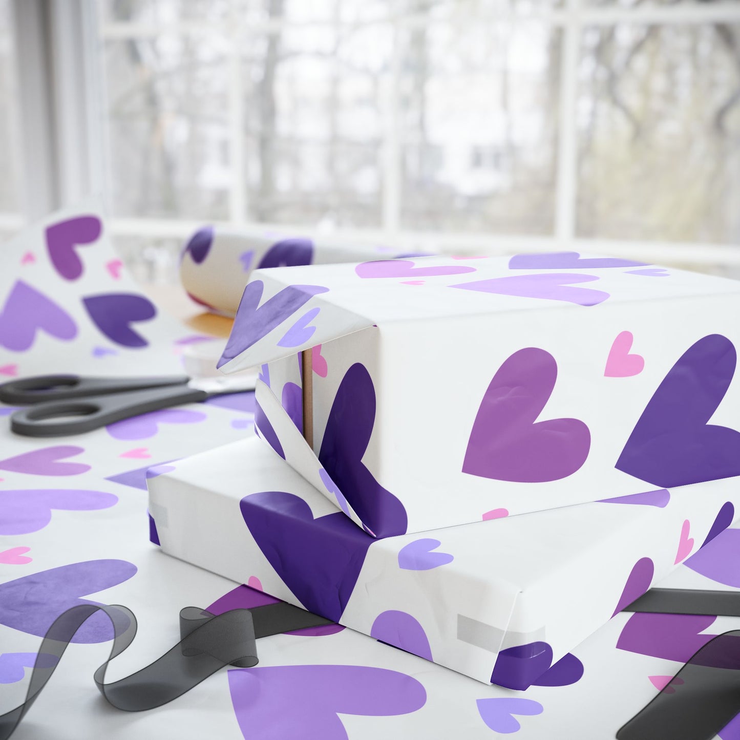 Purple & Pink Hearts Wrapping Paper – Cute Gift Wrap for Any Occasion