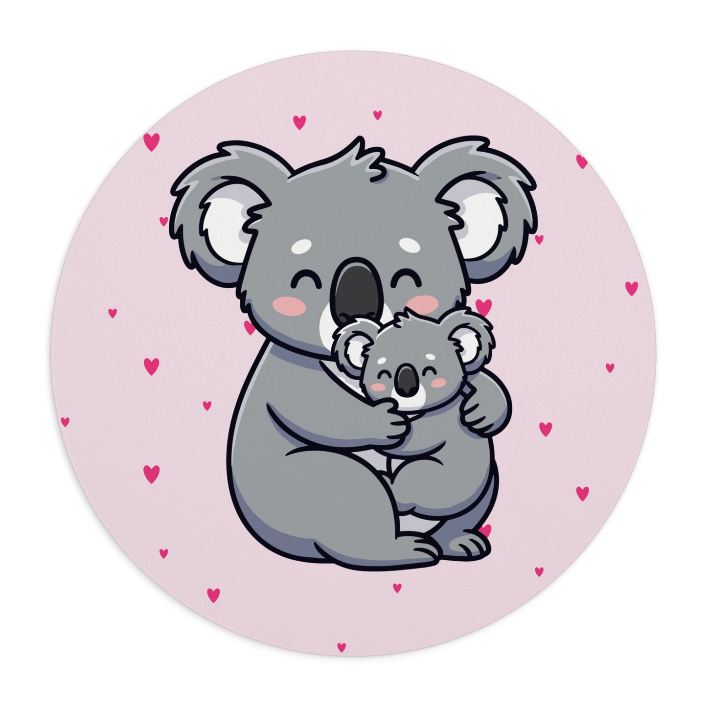 Cute Koala Mom & Baby Pink Mouse Pad
