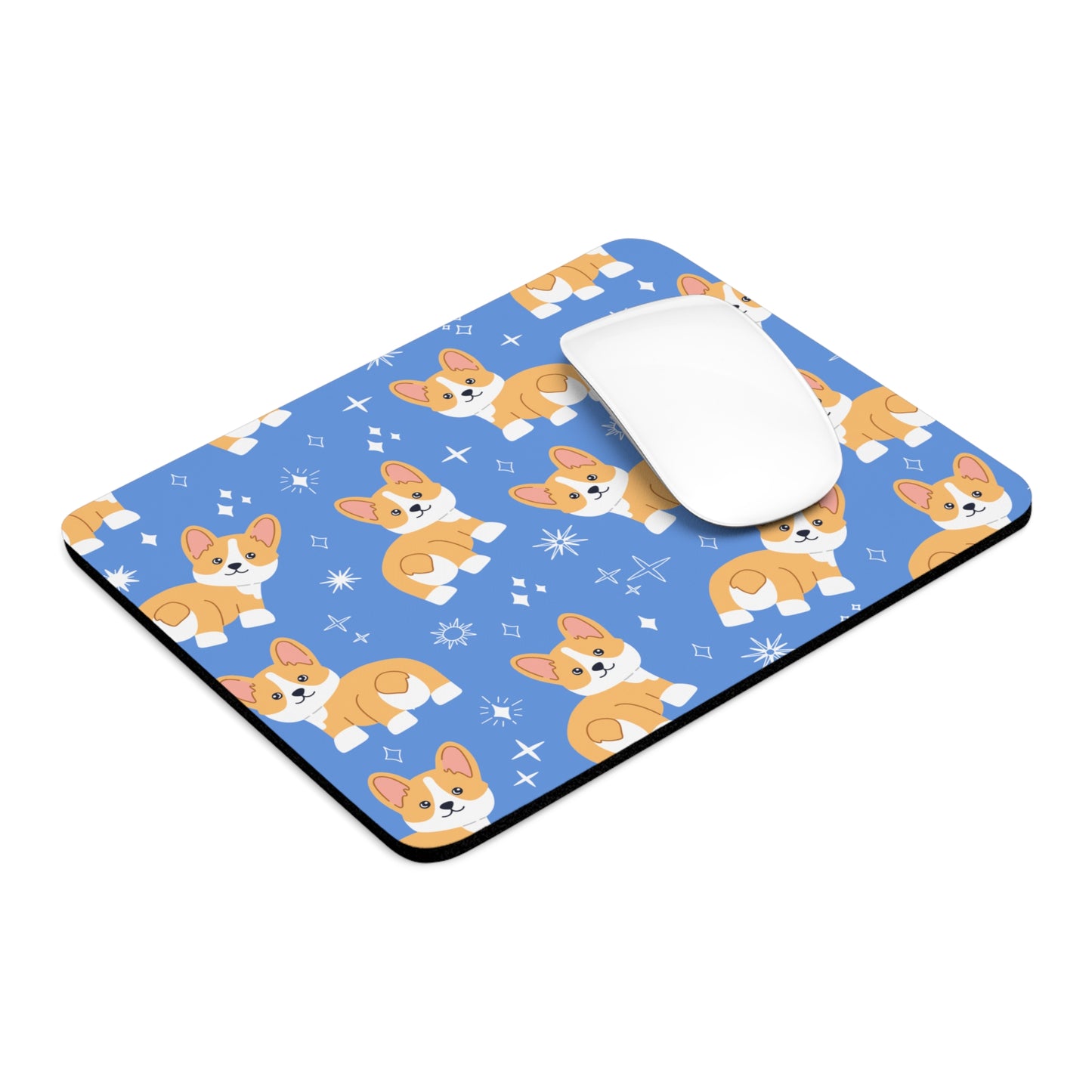 Cute Corgi Mouse Pad, Blue Dog Lover Desk Accessory, Office Gift for Pet Owners, Animal Lover