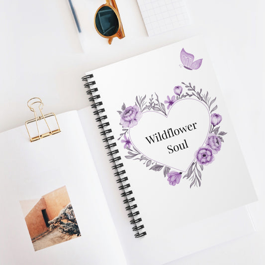 Wildflower Soul Spiral Notebook | Inspirational Journal, Stationery Gift, Floral Notepad, Writing Diary, Butterfly Design
