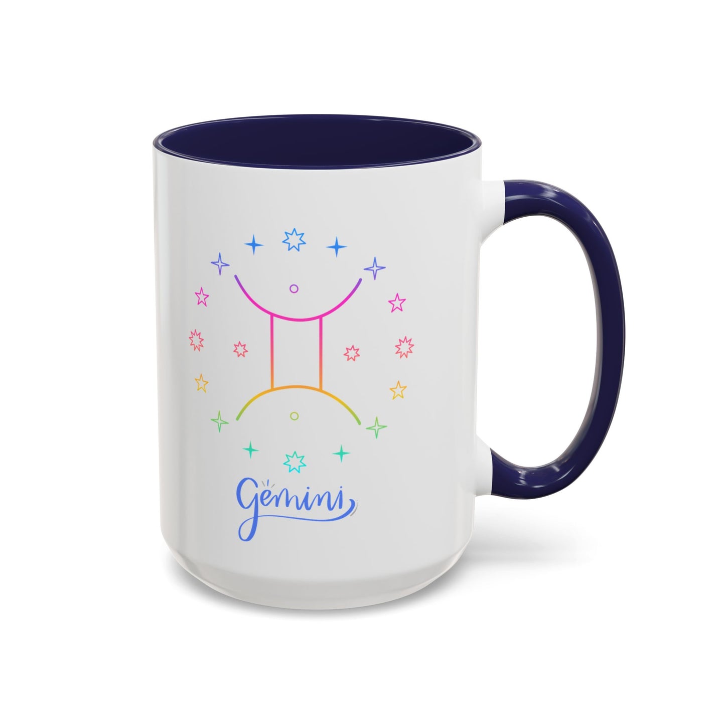 Gemini Starry Accent Coffee Mug - Colorful Horoscope Gift, Astrology Mug, Zodiac Lover Cup, Unique Birthday Present, Celestial Drinkware