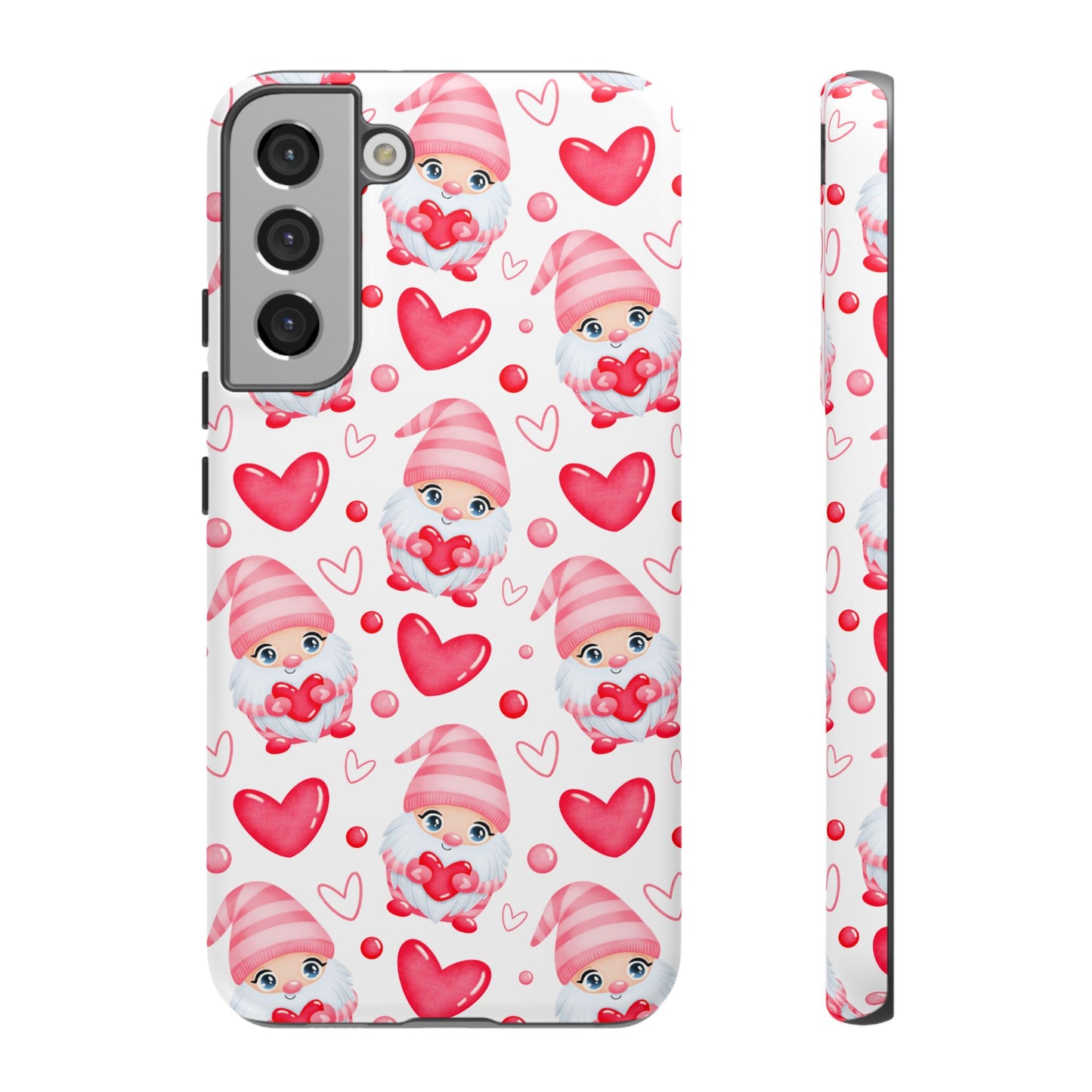 Pink Gnome Heart Phone Case, Festive Gift for Her, Unique Protective Case, Fun Holiday Accessory, Valentine's Day Accessory