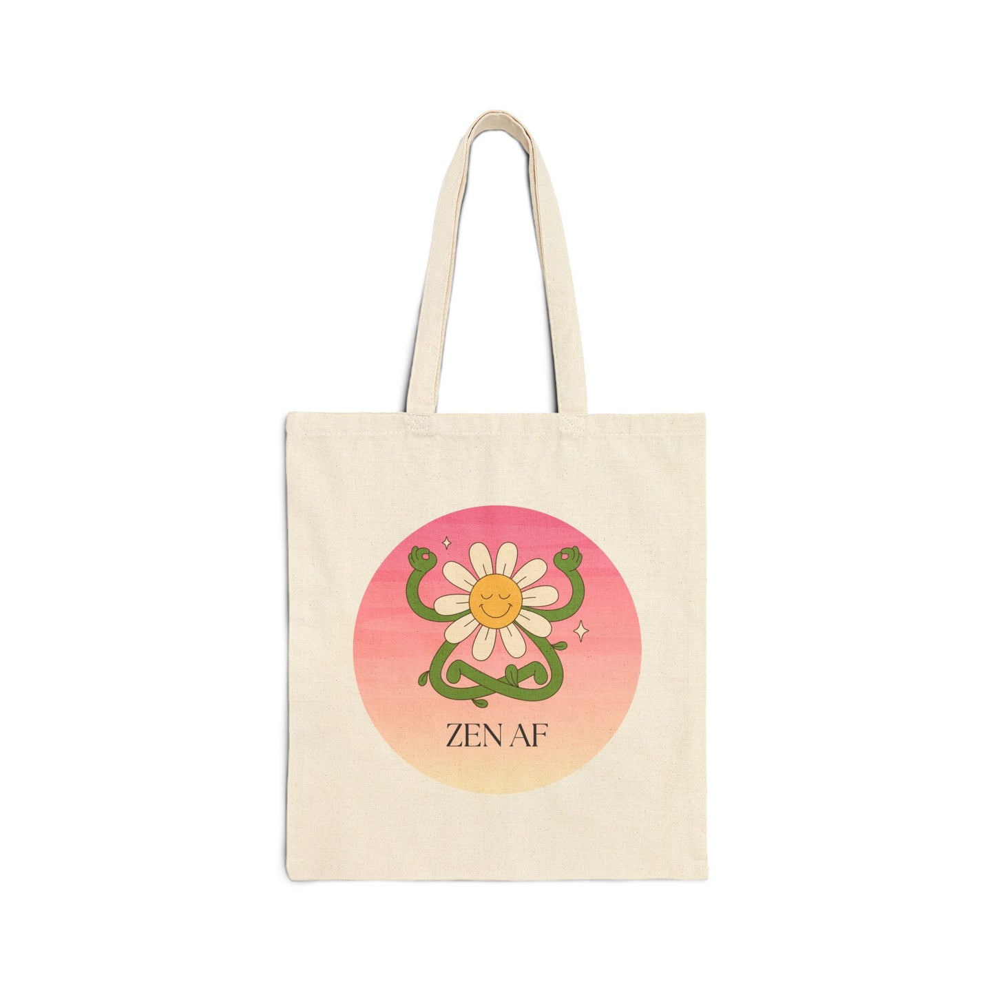 Zen AF Cotton Canvas Tote Bag, Eco-Friendly Bags, Reusable Shopping Tote, Floral Tote, Mindfulness Gift, Gift for Her