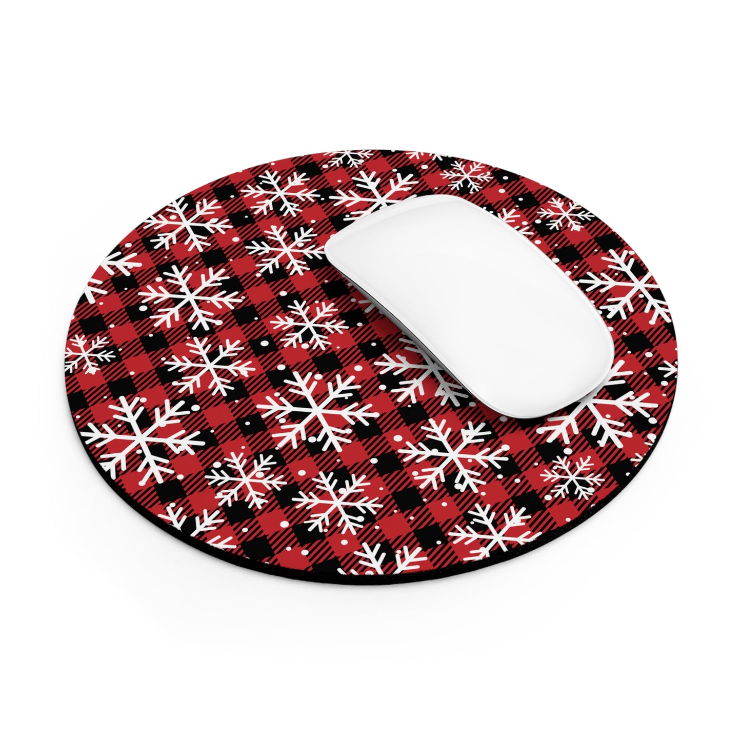 Buffalo Plaid Snowflake Mouse Pad – Cozy Holiday Desk Accessory