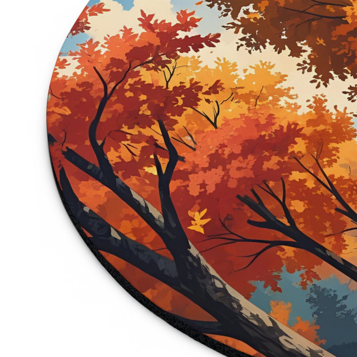 Fall Tree Road Mouse Pad, Autumn Scenic Desk Mat, Cozy Seasonal Office Decor, Gift for Nature and Fall Lovers