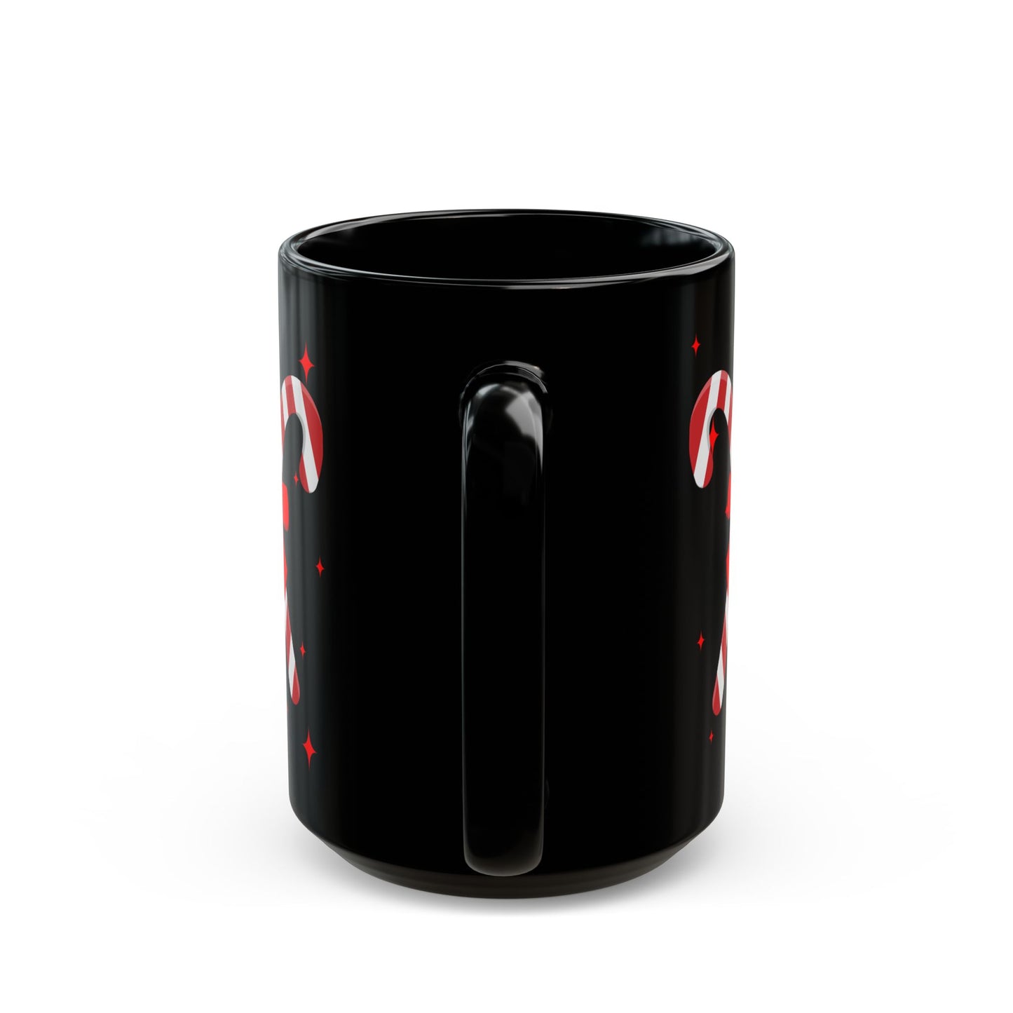 Candy Cane Black Ceramic Mug – Festive Christmas Coffee Cup with Red Bow Design