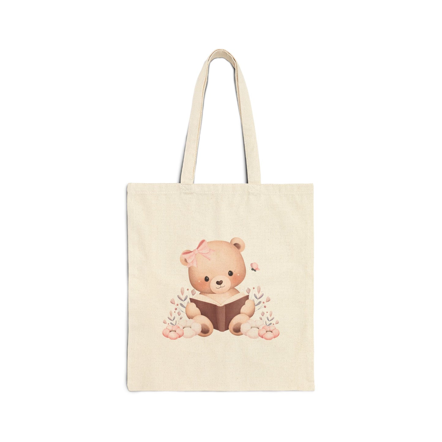 Cute Bear Reading Tote Bag, Eco-Friendly Shopping Bag, Gift for Kids, Animal Lover Tote, Baby Shower Tote, Nursery Decor