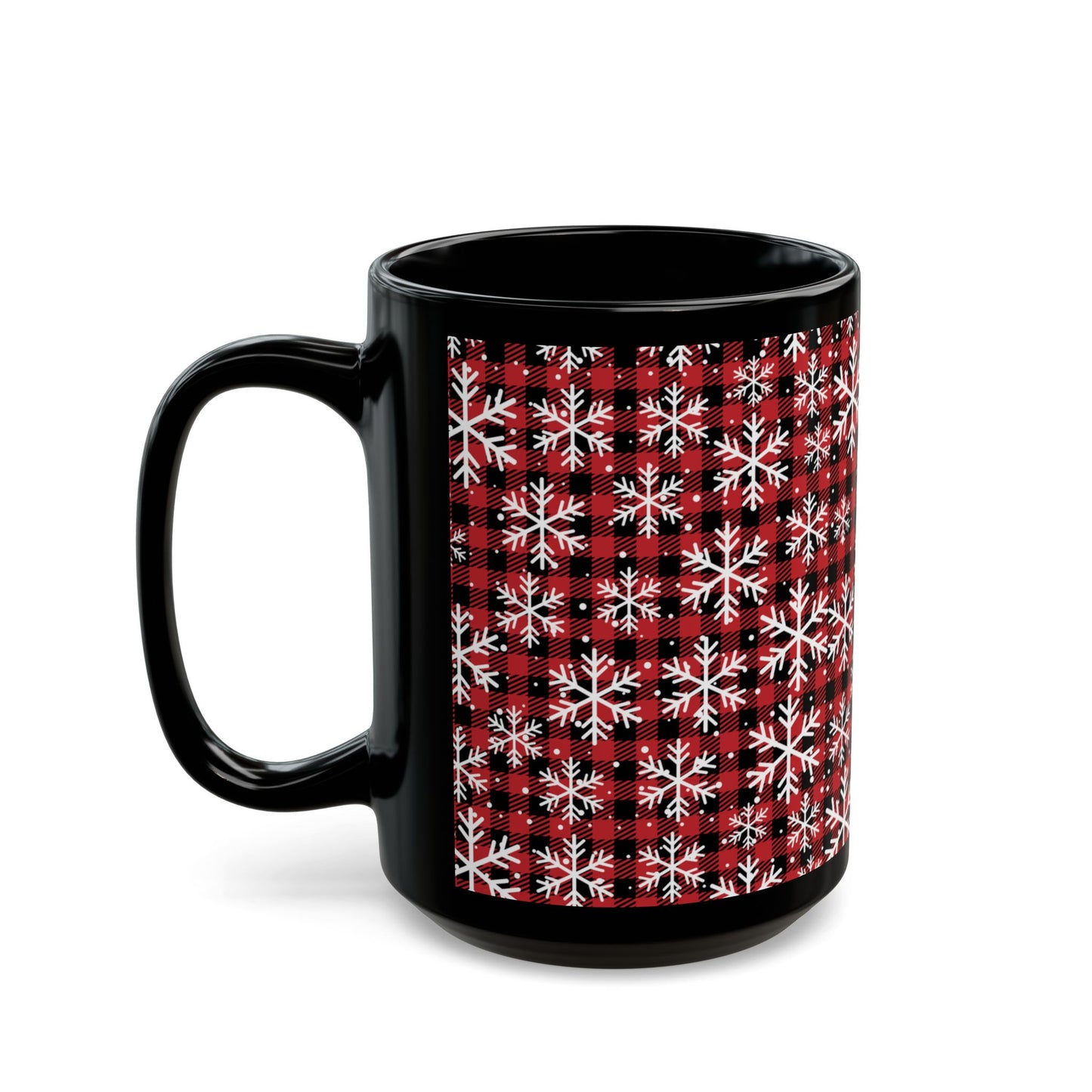 Buffalo Plaid Snowflake Ceramic Mug – Cozy Winter Coffee Cup