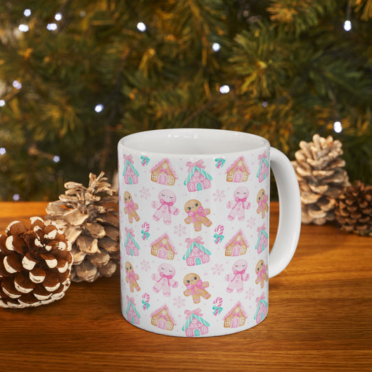 Gingerbread Ceramic Mug, Cute Holiday Drinkware, Perfect for Christmas Gifts, Cozy Winter Vibes, Seasonal Kitchen Decor