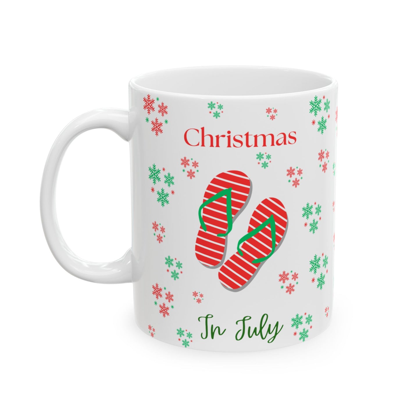 Christmas In July Holiday Ceramic Mug | Christmas Coffee Cup, Gift for Her, Christmas Flip Flops