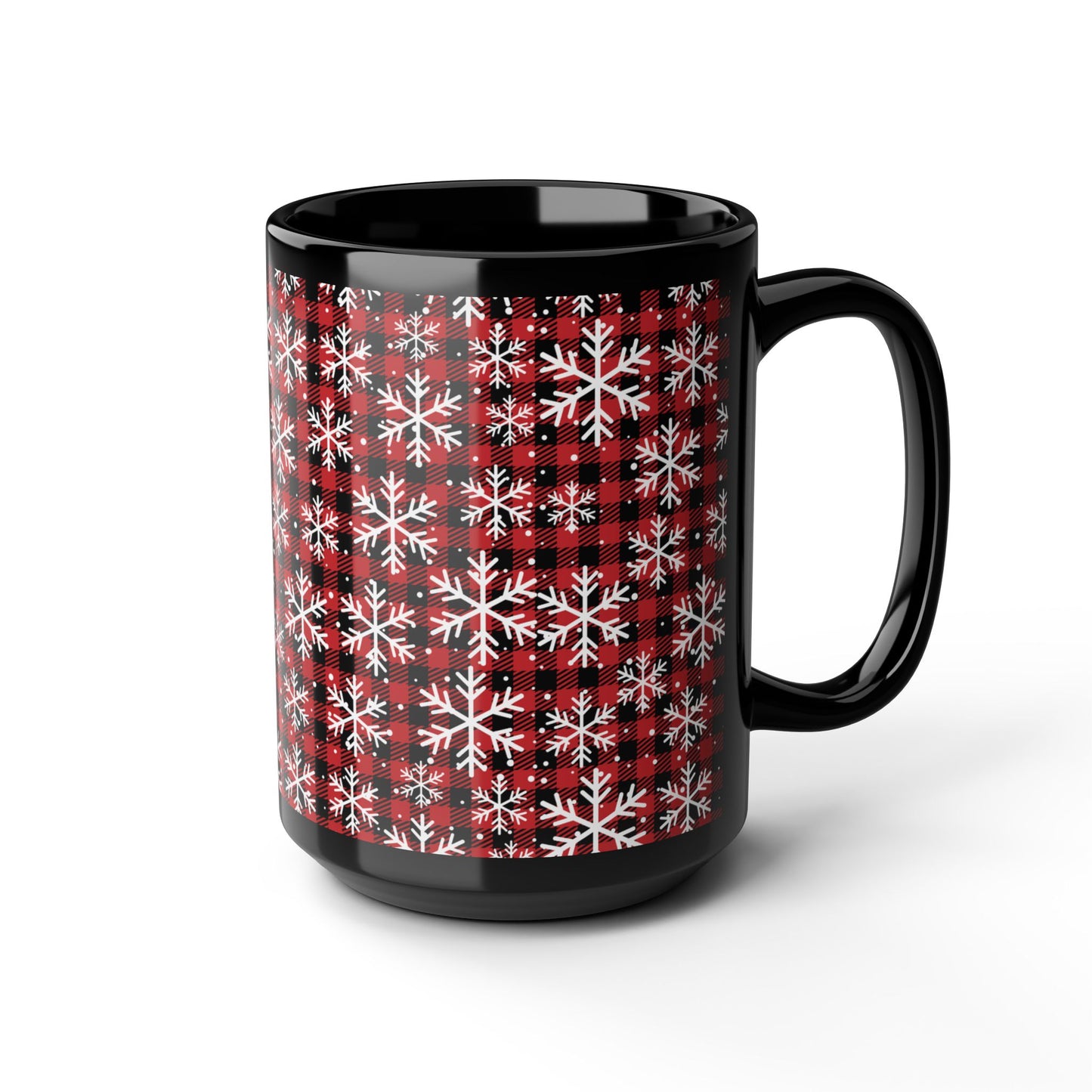 Buffalo Plaid Snowflake Ceramic Mug – Cozy Winter Coffee Cup
