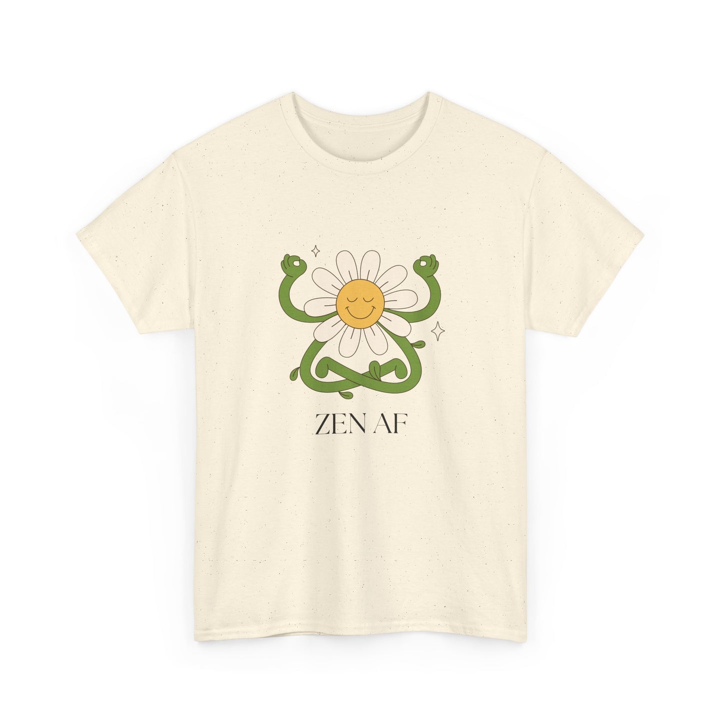 Zen AF Daisy Unisex Heavy Cotton Tee, Relaxed Fit Shirt, Positive Vibes Tee, Gift for Mindfulness, Casual Wear for Every Occasion