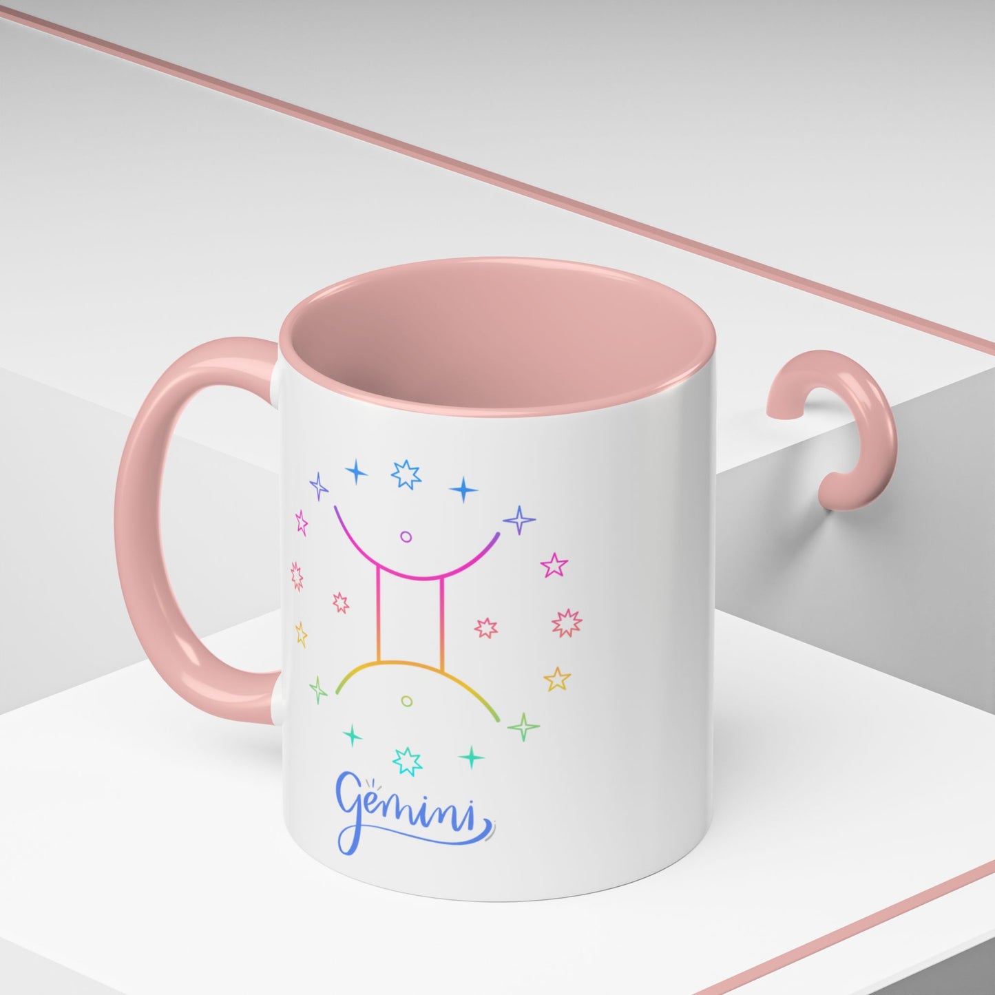 Gemini Starry Accent Coffee Mug - Colorful Horoscope Gift, Astrology Mug, Zodiac Lover Cup, Unique Birthday Present, Celestial Drinkware